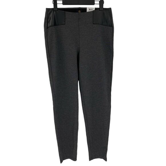 JM Collection Plus Faux Leather Comfort Waistband Straight Ponte Pant 0X Gray - Picture 1 of 7